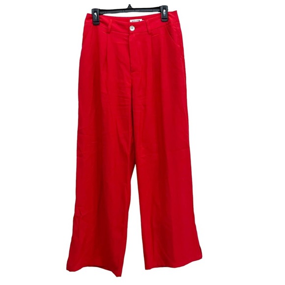 Molly Bracken High Rise Wide Leg Trouser Red Pants Size Medium - Picture 5 of 12
